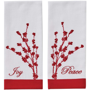 Red Winter Branch Dishtowels