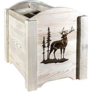 Denver Magazine Rack with Engraved Elk