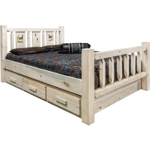 Ranchman's Storage Bed with Laser-Engraved Elk