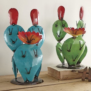 Prickly Bloom Cactus Metal Art Sculptures