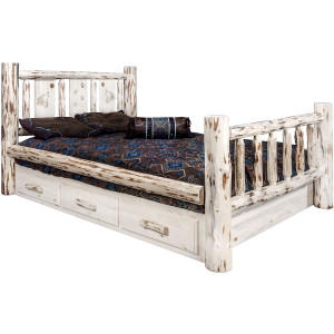 Frontier Storage Bed with Laser-Engraved Wolf