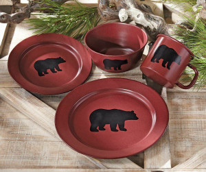 Crimson Bear Enamel Dinnerware