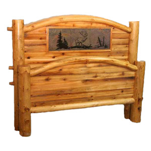 Barnwood Arched Bed with Slate Tile Elk Scene