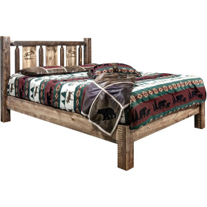 Denver Platform Bed with Engraved Moose