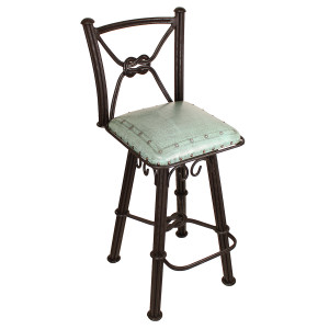 Coronado Iron Stool w/ Swivel Back - Turquoise