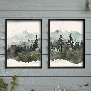 Serene Forest Watercolor Wall Art