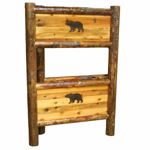 Barnwood Bunkbeds with Bear Carving