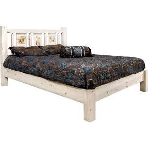 Ranchman's Platform Bed with Laser-Engraved Bear