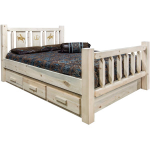 Ranchman's Storage Bed with Laser-Engraved Bronc