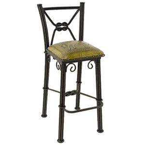 Coronado Iron Stool with Back - Mustard Bronco