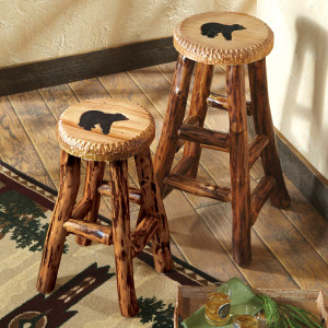 Carved Wood Bear Barstools