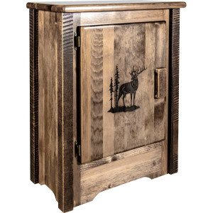 Denver Cabinet with Engraved Elk - Left Hinged