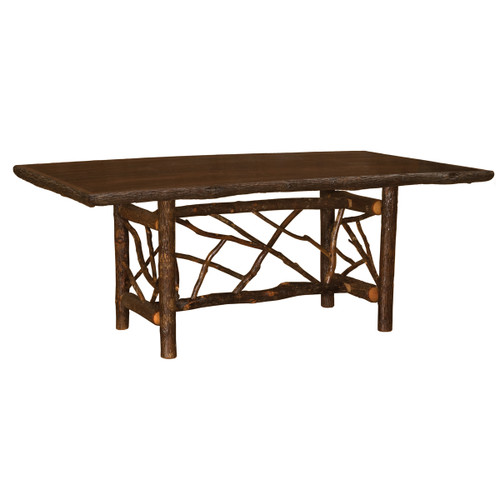 Hickory Rectangle Twig Log Dining Table - 8 Foot