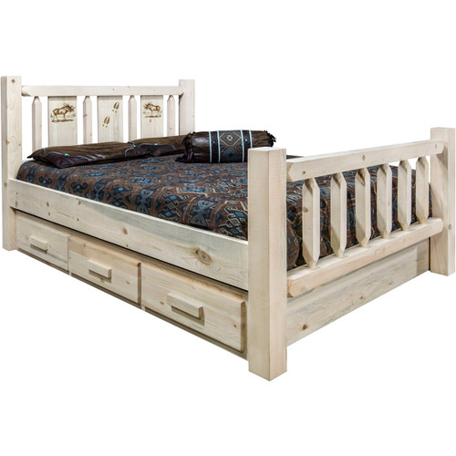 Ranchman's Storage Bed with Laser-Engraved Moose