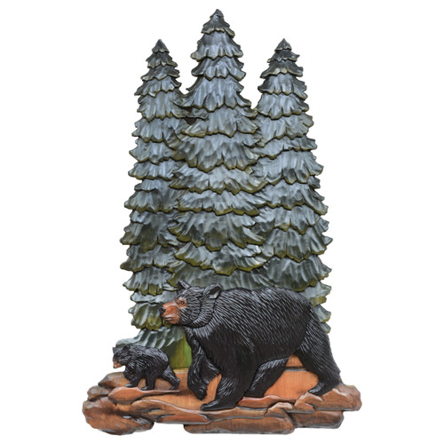 Pine Tree Bears Carved Wood Wall Art Pine Tree Bears Carved Wood Wall Art