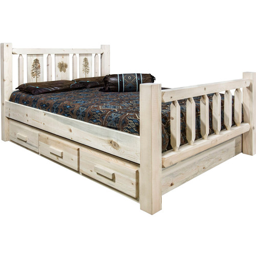 Ranchman's Storage Bed with Laser-Engraved Pine