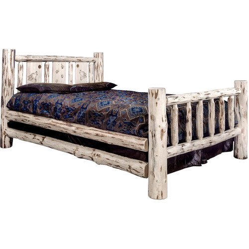 Frontier Bed with Laser-Engraved Wolf Design