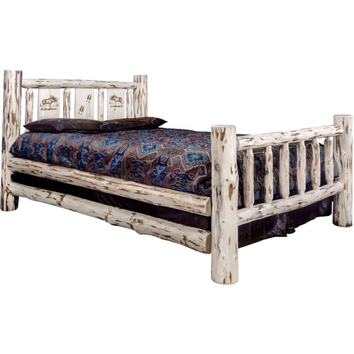 Frontier Bed with Laser-Engraved Moose Design